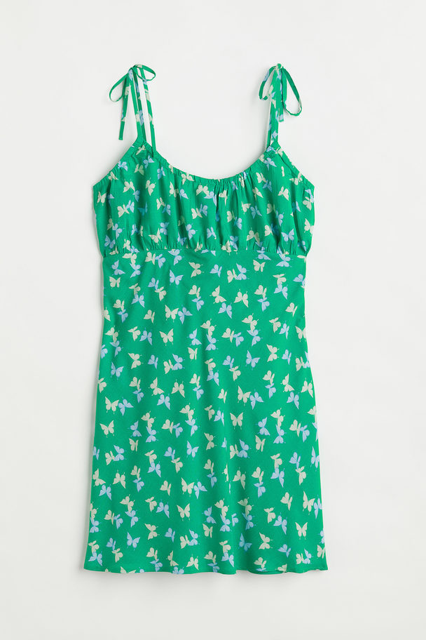 H&M Patterned Slip Dress Green/butterflies