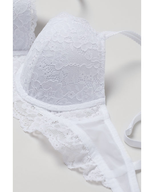 H&M Padded Underwired Lace Bra White