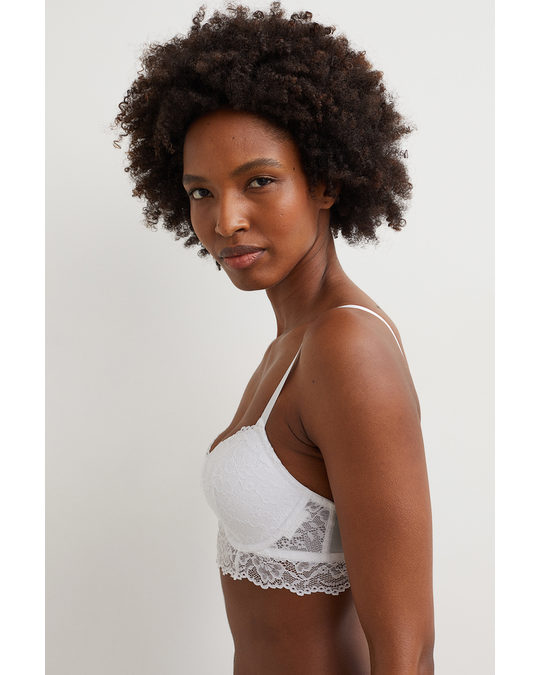 H&M Padded Underwired Lace Bra White