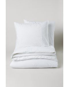 Embroidered Double Duvet Cover Set White