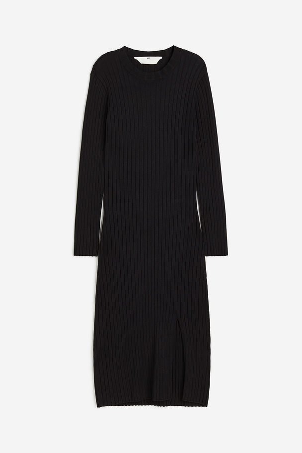 H&M Rib-knit Midi Dress Black