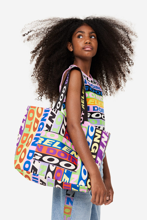 H&M Large Shopper Black/multicoloured