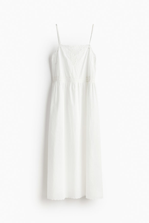 H&M Embroidered Cotton Dress White