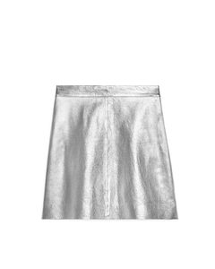 Leather Mini Skirt Silver