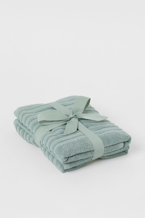 H&M HOME 2-pack Cotton Hand Towels Sage Green