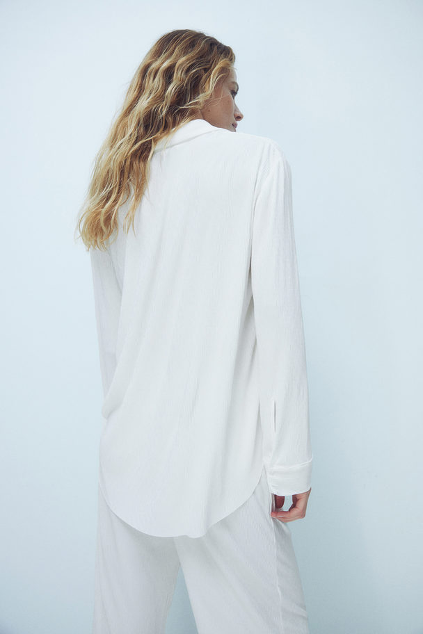 H&M Crinkled Loungewear Shirt White