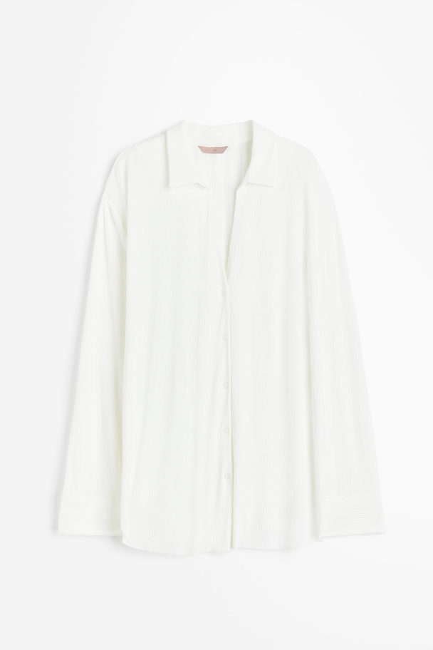H&M Crinkled Loungewear Shirt White