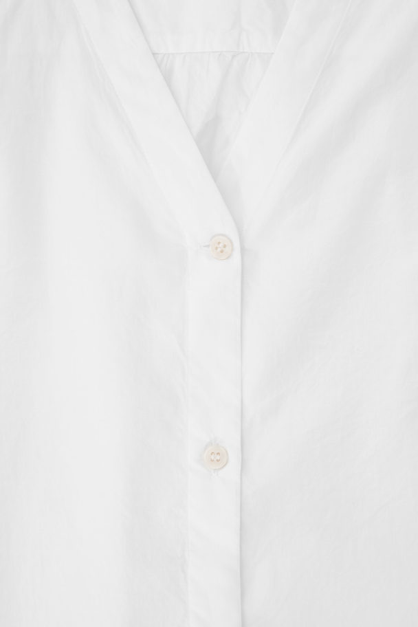 COS Voluminous V-neck Poplin Shirt White