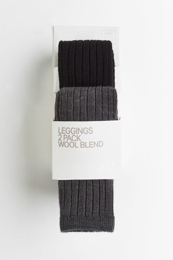 H&M 2-pack Wool-blend Leggings Dark Grey/black