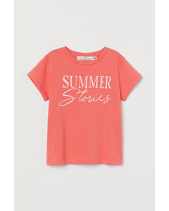 T-shirt Med Trykk Korall/summer Stories