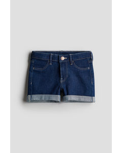 Superstretchige Jeansshorts Dunkles Denimblau