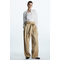 Belted Paperbag Waist Trousers Beige