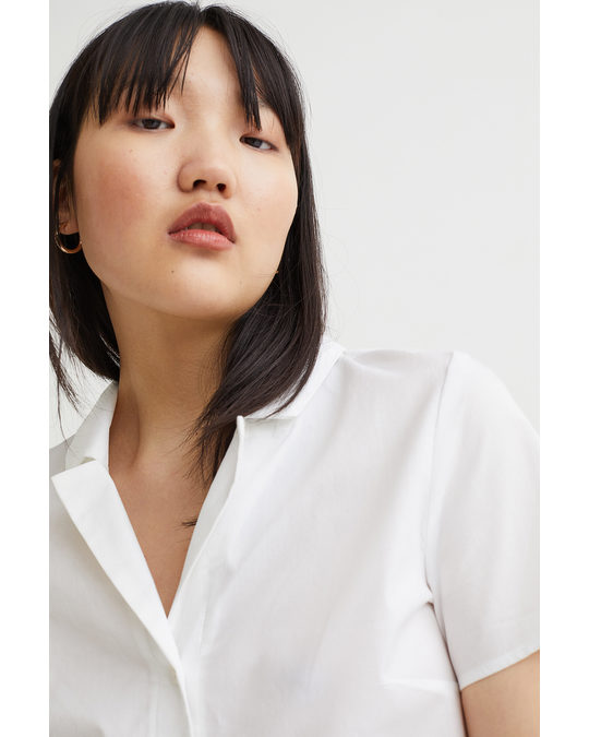 H&M Cropped Shirt White
