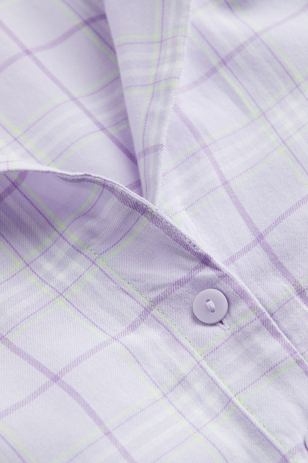 H&M Cropped Shirt Purple/checked