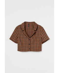 Cropped Shirt Brown/checked