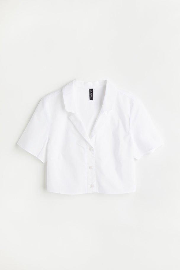 H&M Cropped Bluse Weiß