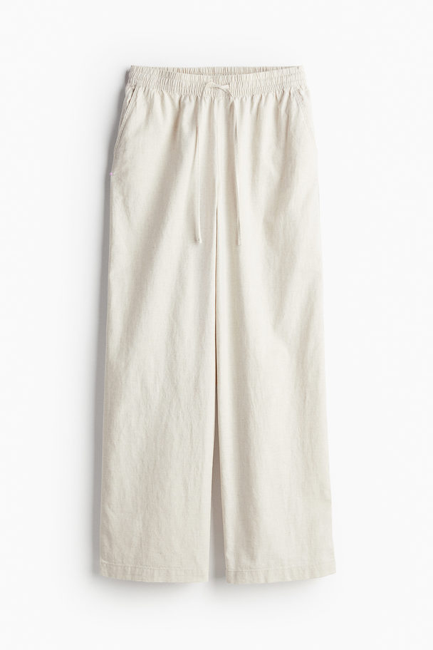 H&M Broek Van Linnenmix Lichtbeige