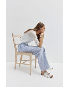 Linen-blend Trousers Blue/striped