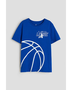 T-Shirt mit Print Blau/Basketball