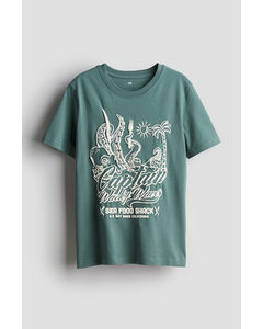 T-Shirt mit Print Grün/Oktopus