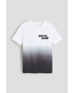 T-shirt Met Print Wit/social Mode