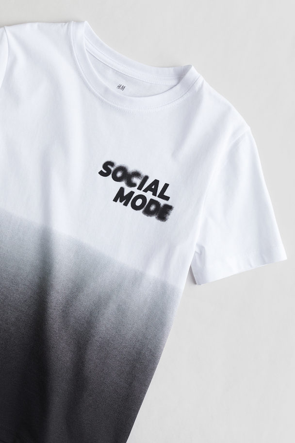 H&M Printed T-shirt White/social Mode