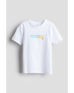 T-shirt Met Print Wit/new Digital