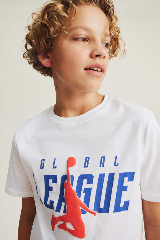 H&M T-shirt Med Trykk Hvit/global League