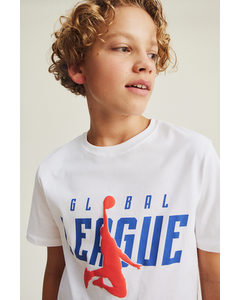 T-shirt Med Tryk Hvid/global League