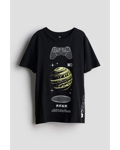 T-Shirt mit Print Schwarz/Gamecontroller