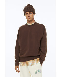 Oversized Fit Cotton Sweatshirt Brown