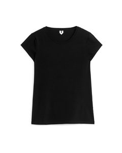 Katoenen Stretch T-shirt Zwart