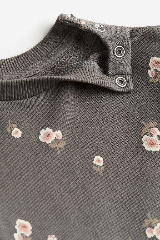 H&M Patterned Sweatshirt Dress Dark Grey/floral