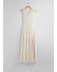 Contrast-panel Maxi Dress White