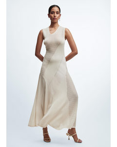 Contrast-panel Maxi Dress White