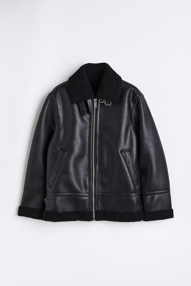 H&M Teddy-lined Jacket Black