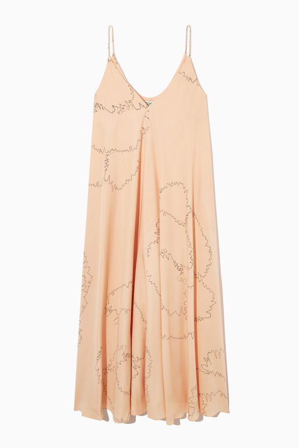 COS V-neck Printed Slip Dress Light Orange