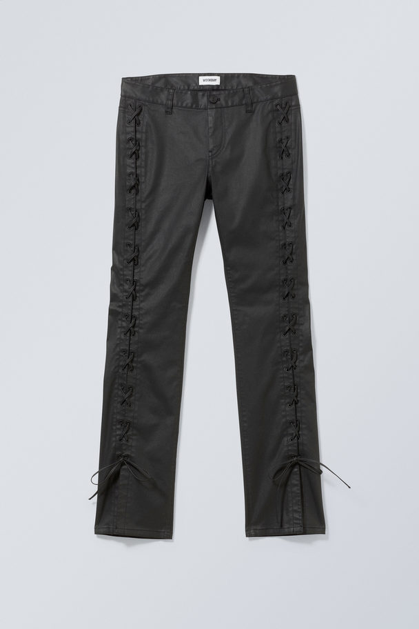 Weekday Cassidy Lace Up Trouser Coated Black