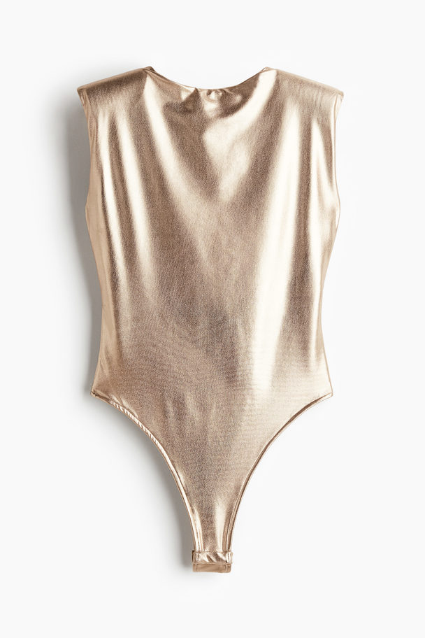 H&M Metallicskinnende Body Med Skulderpuder Bronze