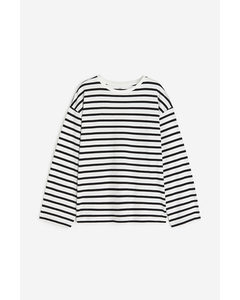 Long-sleeved Cotton Top White/striped