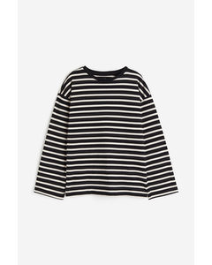 Long-sleeved Cotton Top Black/striped