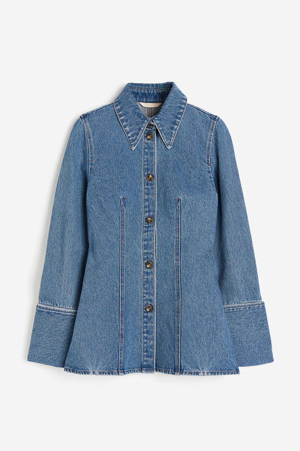 H&M Figurbetonte Jeansbluse Denimblau