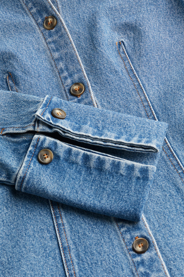 H&M Figurbetonte Jeansbluse Denimblau