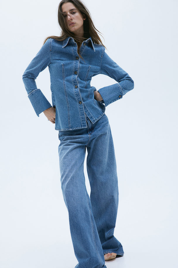 H&M Figurbetonte Jeansbluse Denimblau