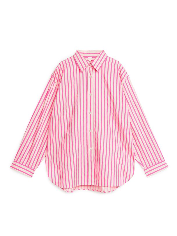 ARKET Relaxed Poplin Shirt Pink/white