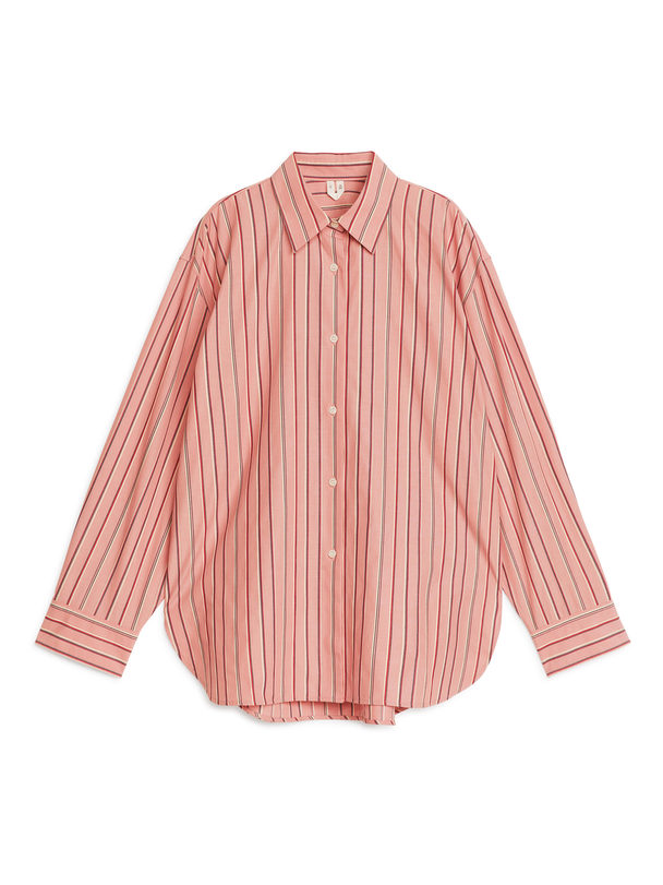 ARKET Relaxed Poplin Shirt Pink/stripe