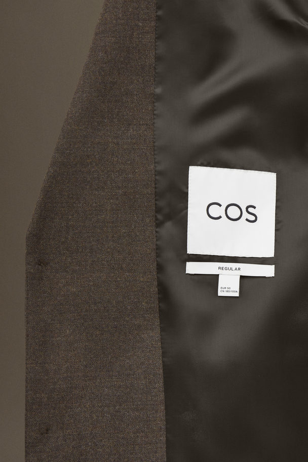 COS Wool-flannel Blazer - Regular Dark Brown Mélange