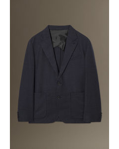 Wool-flannel Blazer - Regular Navy Mélange