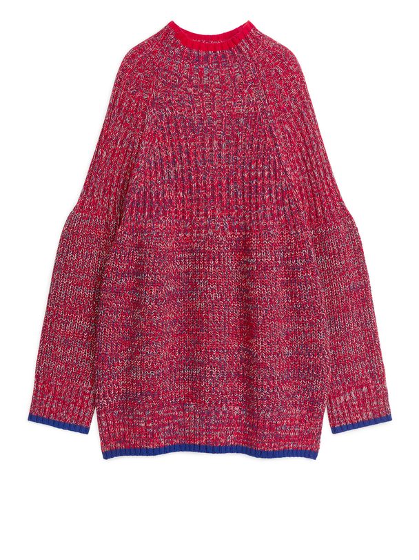 ARKET Wool Cotton Blend Jumper Red/blue