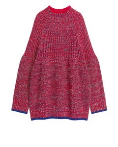 Pullover aus einer Mischung aus Wolle und Baumwolle Rot/Blau